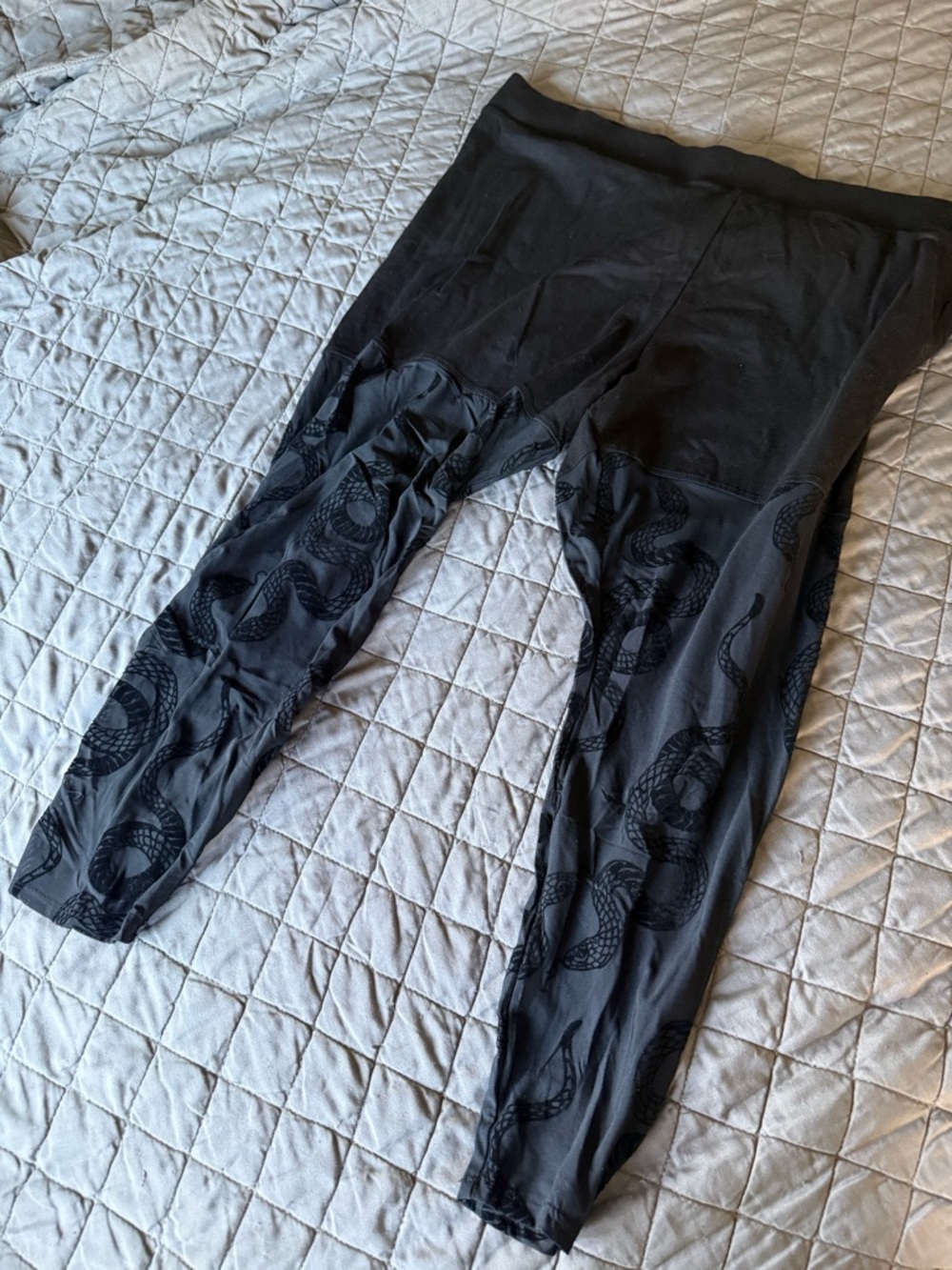 Torrid Black High-Waist Leggings with Sheer Snake Print